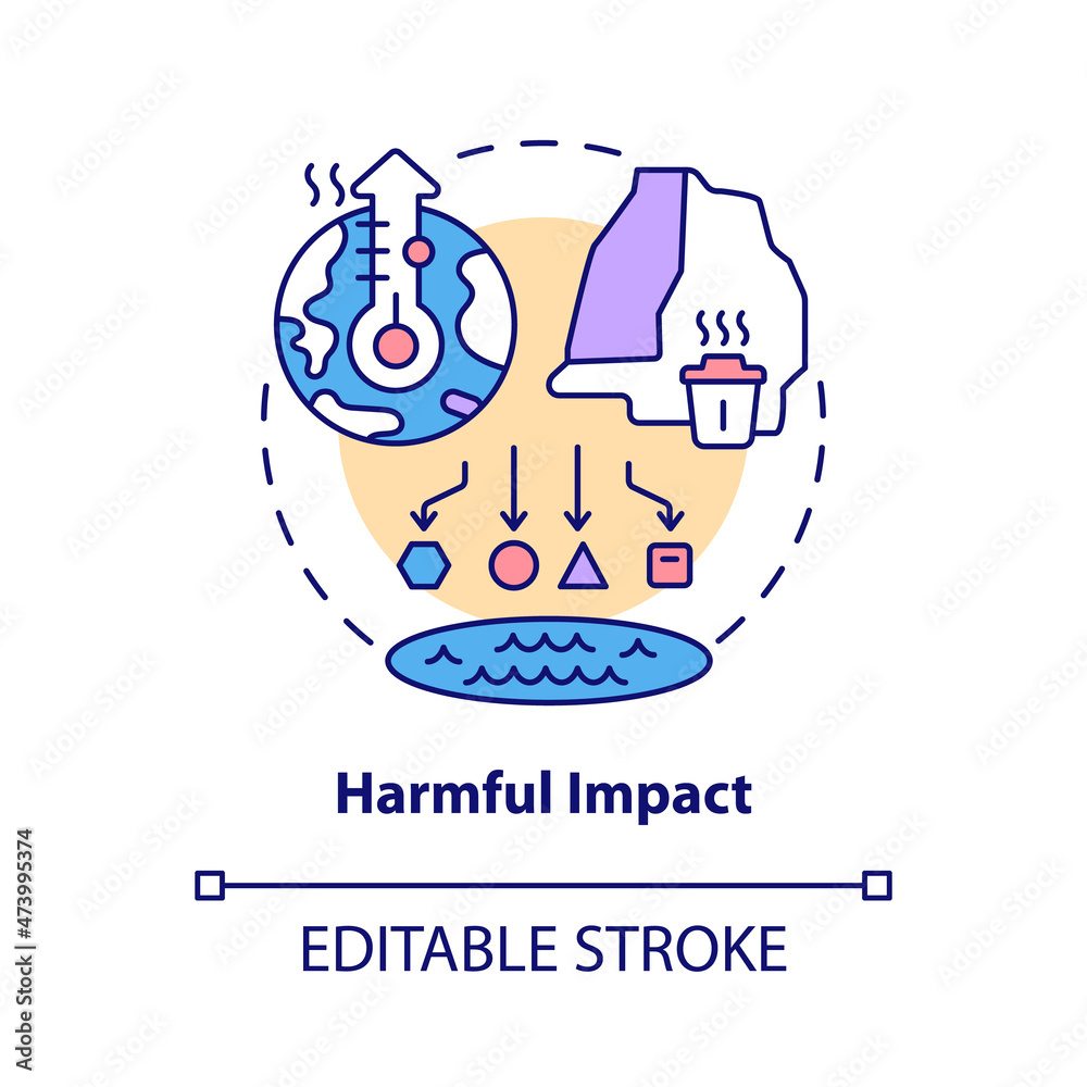 Harmful impact concept icon. Non renewable resources. Environmental damage abstract idea thin line illustration. Isolated outline drawing. Editable stroke. Roboto-Medium, Myriad Pro-Bold fonts used Harmful impact concept icon. Non renewable resources. Environmental damage abstract idea thin line illustration. Isolated outline drawing. Editable stroke. Roboto-Medium, Myriad Pro-Bold fonts used