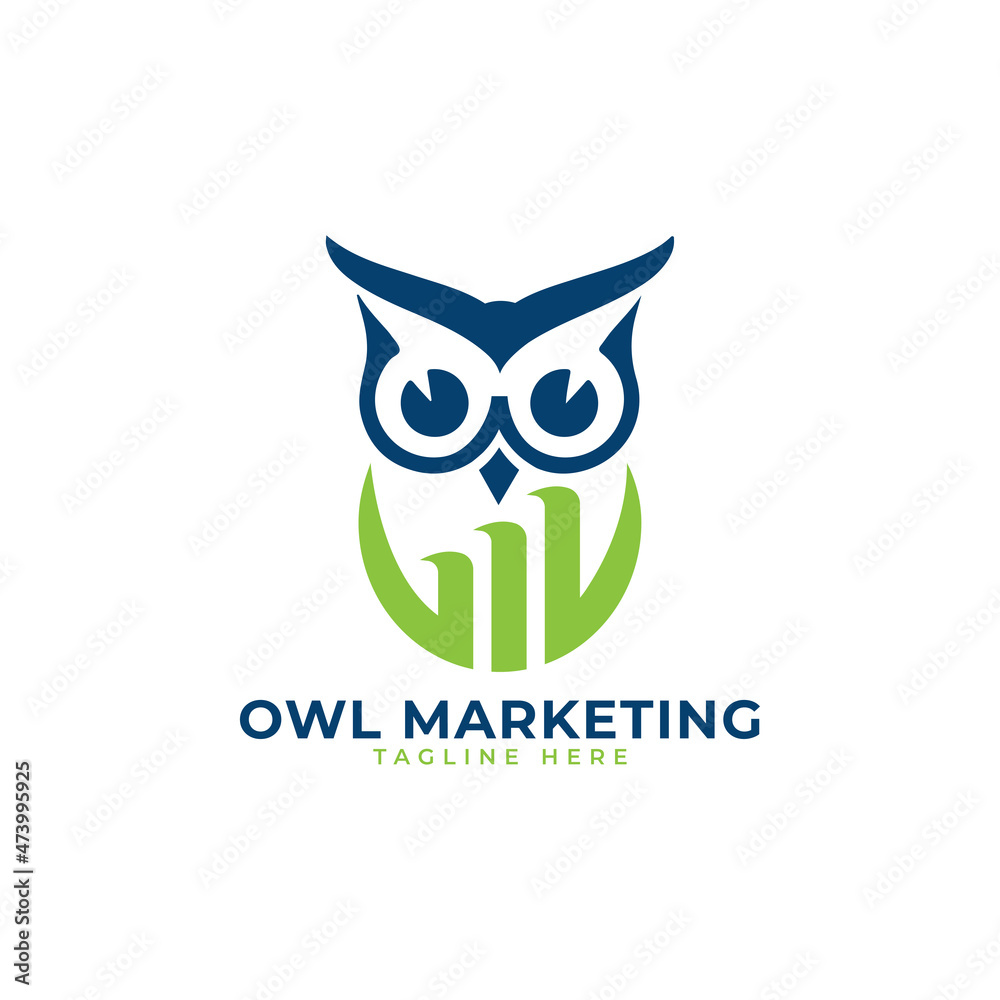 owl marketing logo design concept vector template owl marketing logo design concept vector template