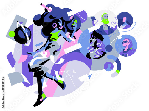 Ragazza che comunica sui social network con la sua community con lo smartphone