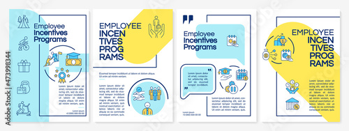 Employee motivation programs brochure template. Booklet print design with linear icons. Vector layouts for presentation, annual reports, advertisement. Questrial-Regular, Lato-Regular fonts used © bsd studio