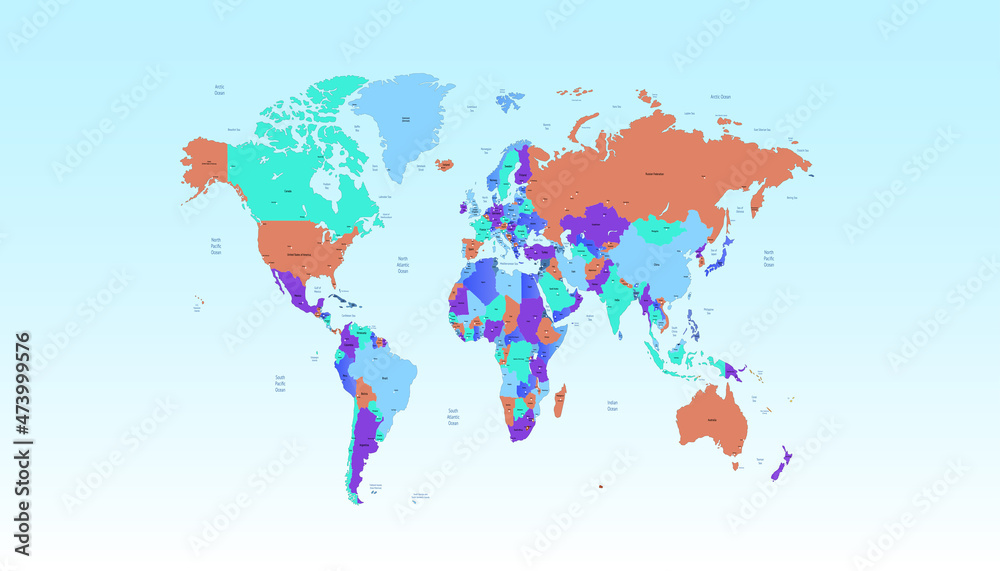 Obraz premium World map. Color vector modern. Silhouette map 