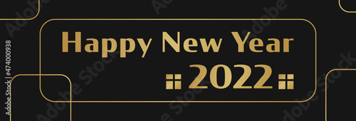 Happy new 2022 year Elegant gold text with black background.Design template Celebration typography poster, banner or greeting card for Merry Christmas and happy new year. Vector Illustration