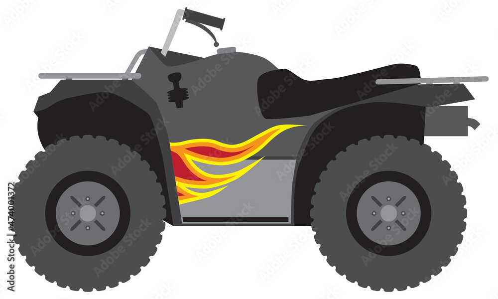  Racing ATV with Flames