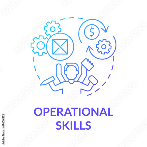 Operational skills blue gradient concept icon. Business management task and solutions. Entrepreneurship success abstract idea thin line illustration. Vector isolated outline color drawing