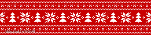 Obraz na plátne Christmas pattern in red and white for washi tape with nordic fair isle design