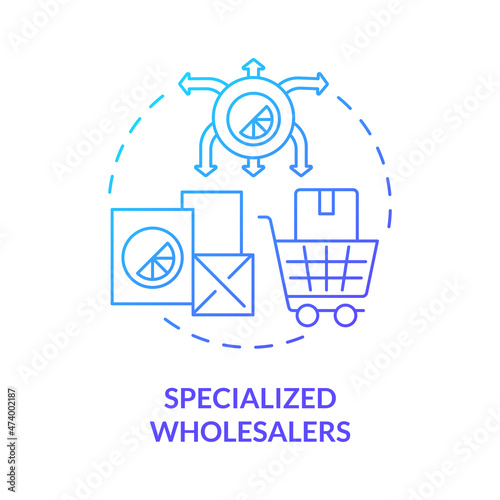 Specialized wholesaler blue gradient concept icon. Selected goods distribution business. Retail market service abstract idea thin line illustration. Vector isolated outline color drawing