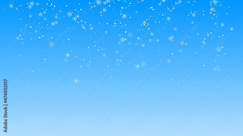 Christmas background with snowflakes, blue sky background