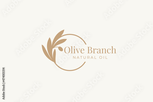 Olive oil tree branch logo illustration design