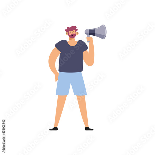 male activist with megaphone