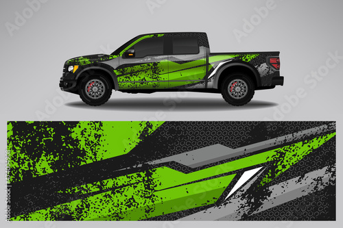 Car wrap design race livery vehicle vector. Graphic stripe racing background kit designs for vehicle, race car, rally, adventure and livery
