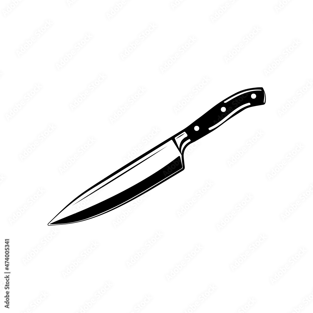 Chefs Knife Line Art Silhouette Design Element Art SVG EPS Logo PNG Vector  Clipart Cutting Cut Cricut Stock Vector | Adobe Stock