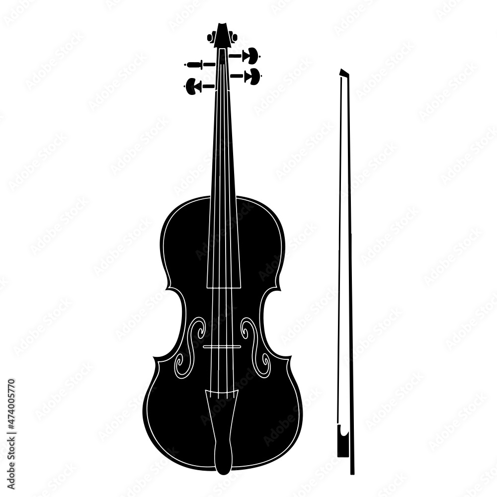 Violin Line Art Silhouette Design Element Art SVG EPS Logo PNG Vector Clipart Cutting Cut Cricut