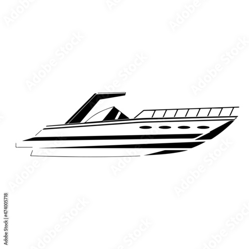 Boat Speed Water Line Art Silhouette Design Element Art SVG EPS Logo PNG Vector Clipart Cutting Cut Cricut