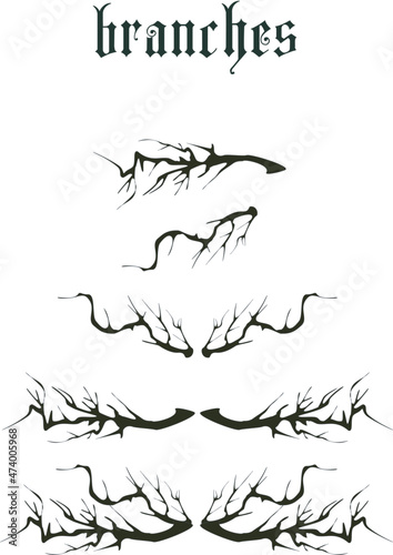 Tree branches silhouette vector set