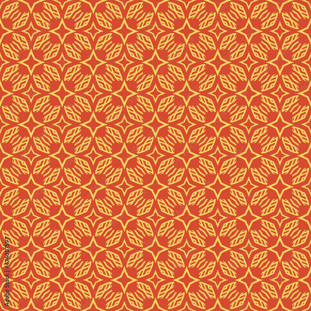 Trendy background pattern with decorative ornament on a red background. Fabric texture swatch, seamless wallpaper. Vector illustration Trendy background pattern with decorative ornament on a red background. Fabric texture swatch, seamless wallpaper. Vector illustration