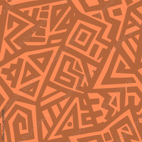 Unique Geometric Vector Seamless Pattern made in ethnic style. Aztec textile print. African traditional design. Creative boho pattern. Perfect for site backgrounds, wrapping paper and fabric design.