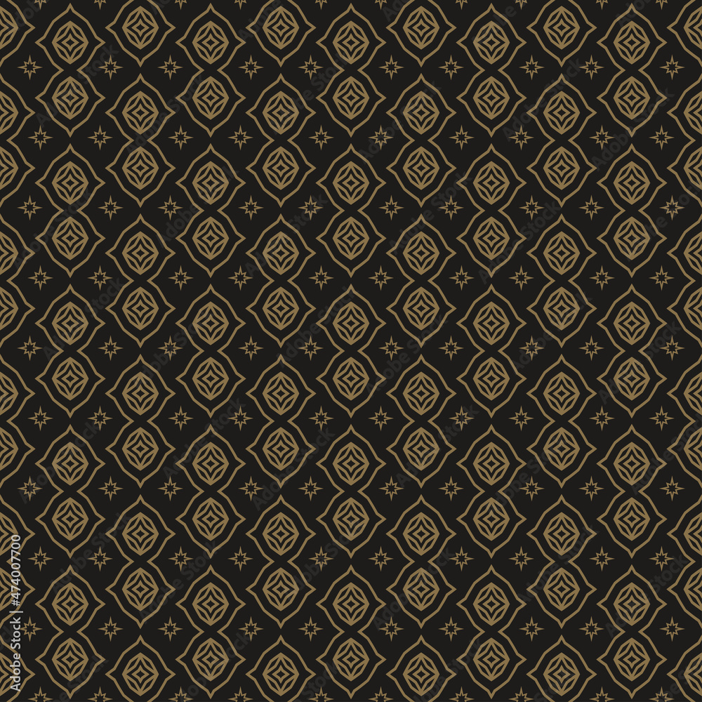 Modern seamless pattern with geometric ornaments on a black background. Fabric texture swatch, seamless wallpaper. Vector illustration Modern seamless pattern with geometric ornaments on a black background. Fabric texture swatch, seamless wallpaper. Vector illustration
