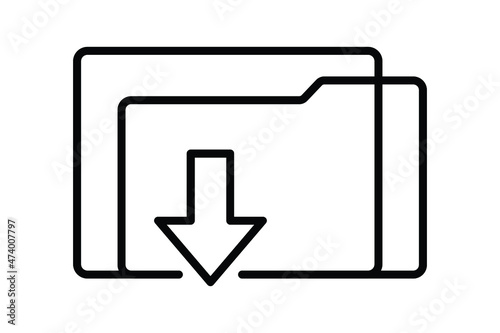 thin line file upload icon  isolated on white