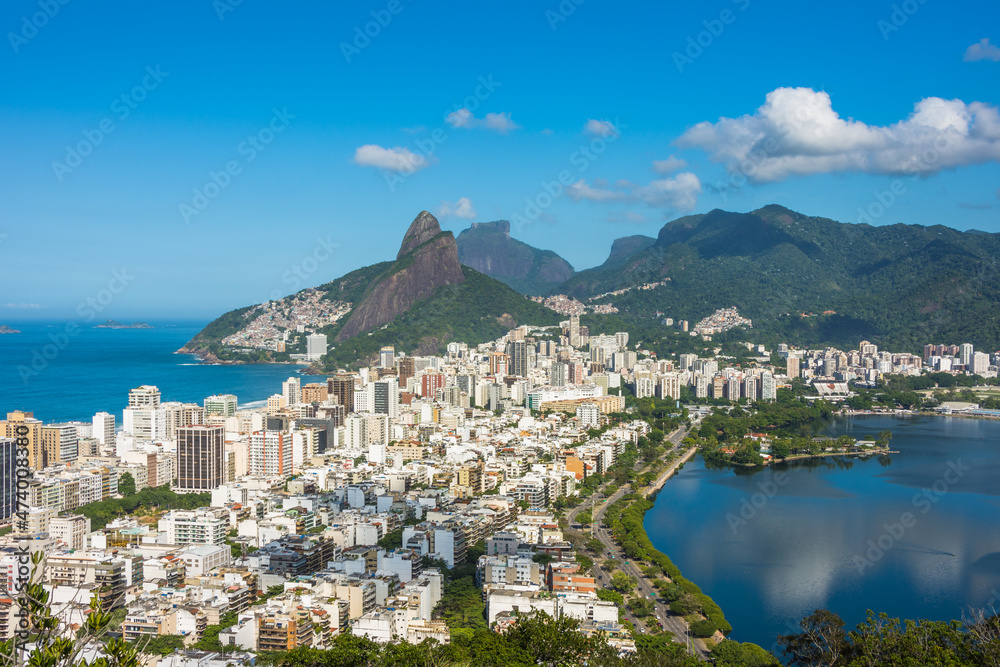 Cityscape of Rio de Janeiro from a viewpoint at Cantagalo Hill - Rio de Janeiro, Brazil