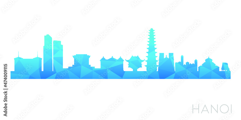 Hanoi, Hoàn Kiếm, Hanoi, Vietnam Low Poly Skyline Clip Art City Design. Geometric Polygon Graphic Horizon Icon. Vector Illustration Symbol.