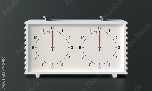 Analog Chess Clock. Dark background. 3d illustration