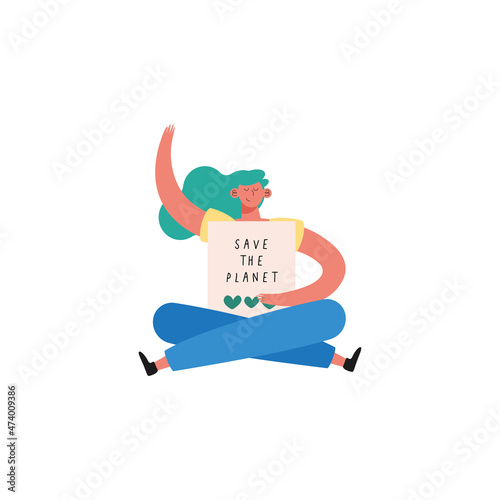 female ecologist seated