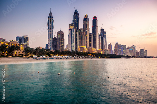 Warm sunset at the Jetty Lounge  Dubai Marina  United Arab Emirates