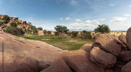 Queen of the Guera, the shape of a lying woman drawn by the mountain scape seen from Mongo airstrip, Guera, Chad