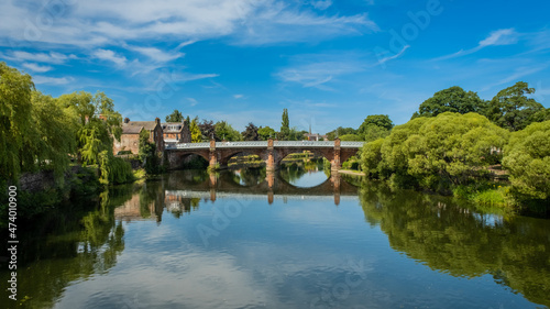 Blue summer sky reflecting on the River Nith in Dumfries