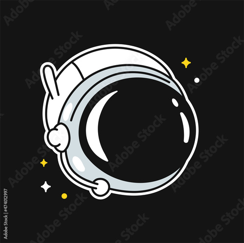 Funny astronaut helmet logo character. Vector doodle line hand drawn cartoon kawaii character illustration logo icon. Astronaut helmet, cosmos, space logo concept