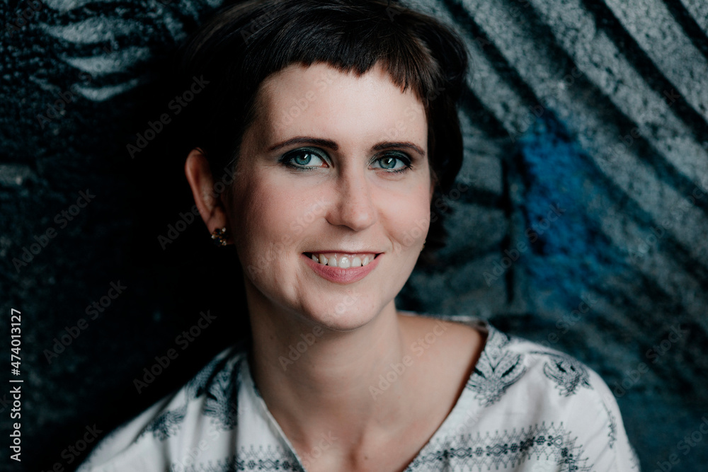 Russia, Moscow, Portrait of smiling woman Russia, Moscow, Portrait of smiling woman