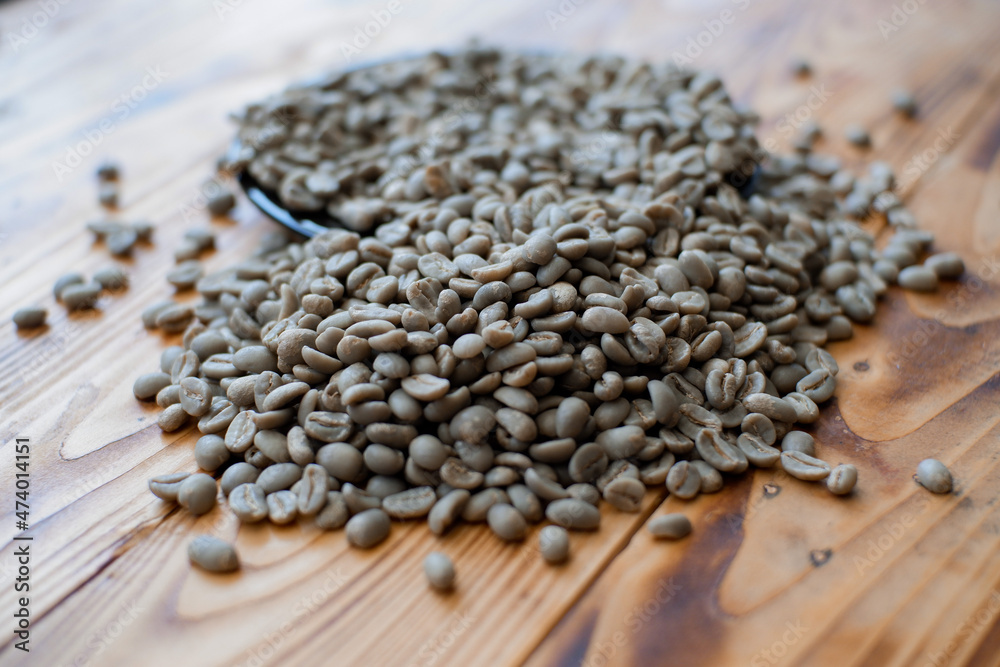 Raw coffee beans / green beans. Indonesian arabica coffee 