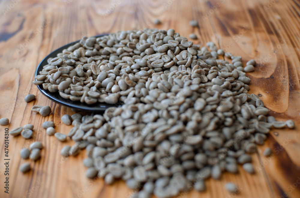 Green coffee beans ready for roasting. Gayo Aceh coffee with full wash process