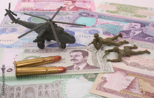 Currency From Iraq with Bullets and Plastic Soldiers