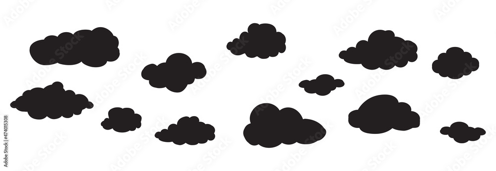 Clouds set isolated on white background. Collection of clouds for web site, poster, placard and wallpaper. Creative modern concept. Clouds vector illustration Clouds set isolated on white background. Collection of clouds for web site, poster, placard and wallpaper. Creative modern concept. Clouds vector illustration