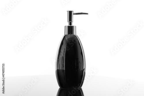 black liquid soap and antiseptic dispenser with chrome handle