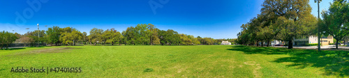 Panoramic view of Forsyth Park on a sunny day  Savannah  GA - USA - Panoramic view