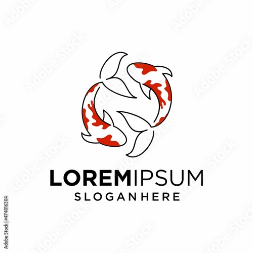 Koi fish line art. Koi fish japanese logo vector element 