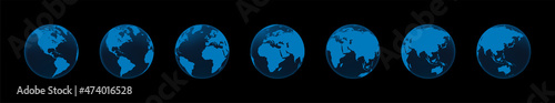 Set of earth globes. Continents on globe