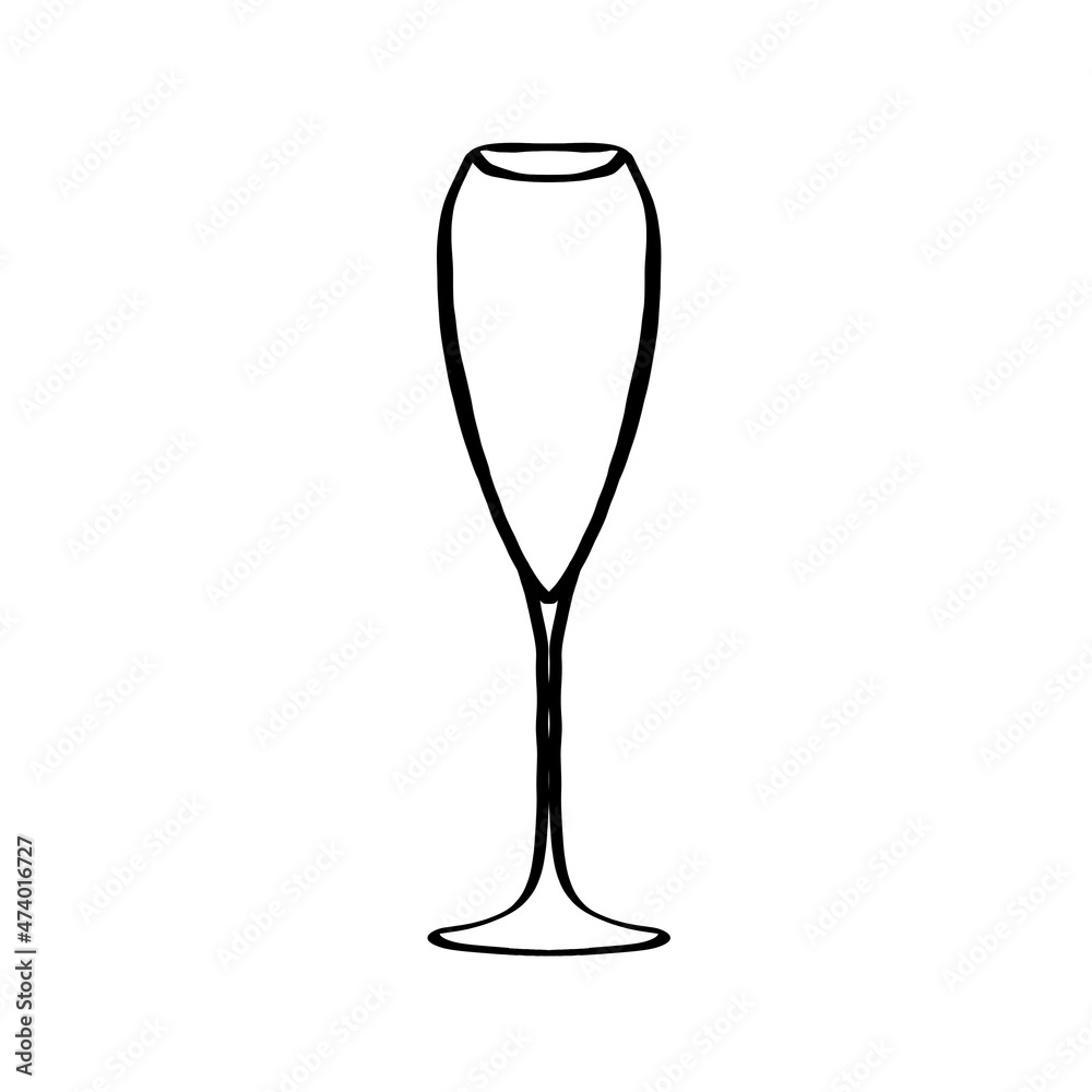 Two glasses of champagne or wine . Illustration of a doodle. Two glasses of champagne or wine . Illustration of a doodle.