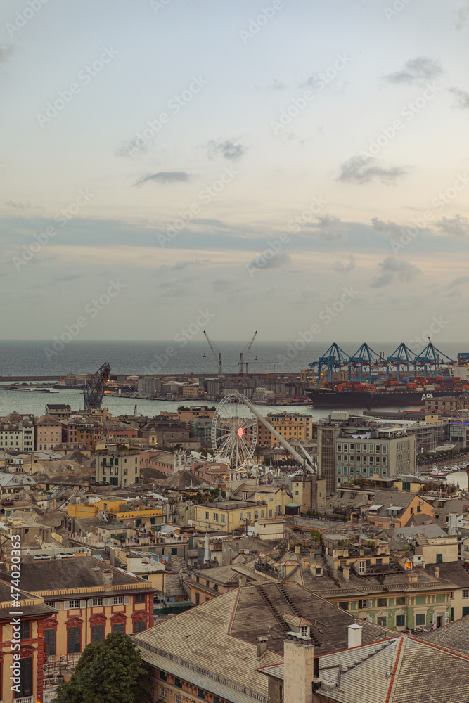 stunning panoramic aerial view of the port of Genoa