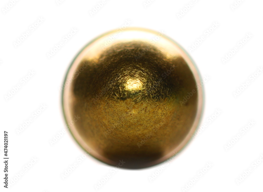 Macro 9mm pistol bullet in fly isolated on white background, clipping path Macro 9mm pistol bullet in fly isolated on white background, clipping path