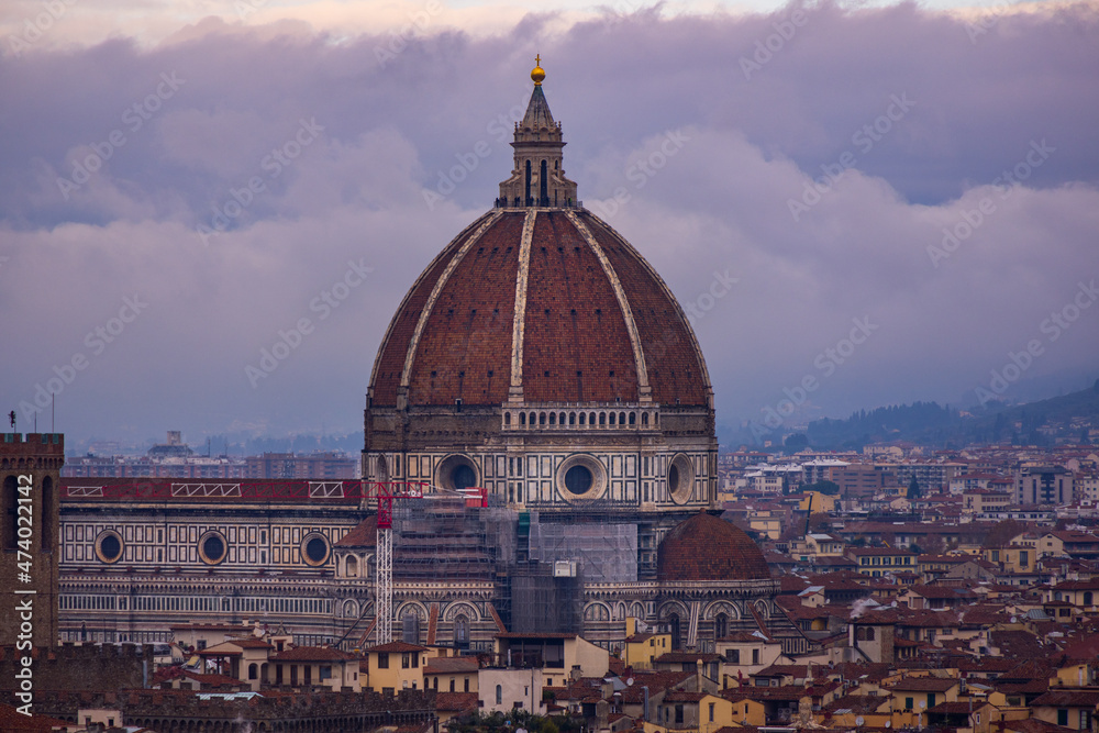 Most famous cathedral in the city of Florence in Italy Tuscany called Santa Maria del Fiore - travel photography