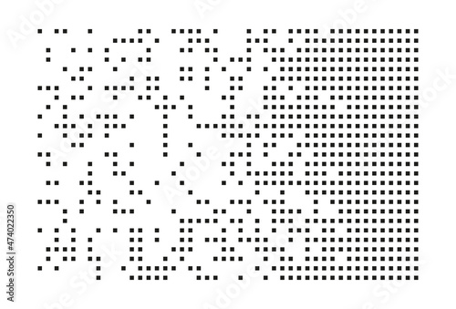Pixel disintegration, decay effect. Various rectangular elements made of square shapes.