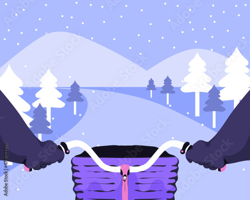 Person riding bike in the snow