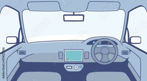 乗用車の車内イラスト【運転席・助手席・シート・背後】