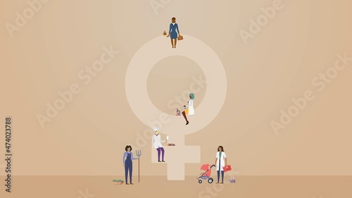 Gender Equality Female Professions Vector - Ready for Animation 