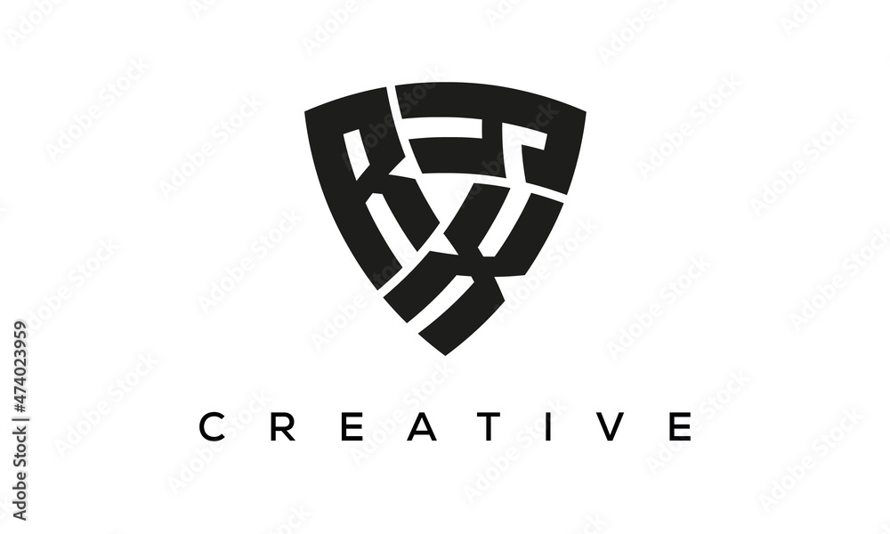 Shield letters RXY creative logo