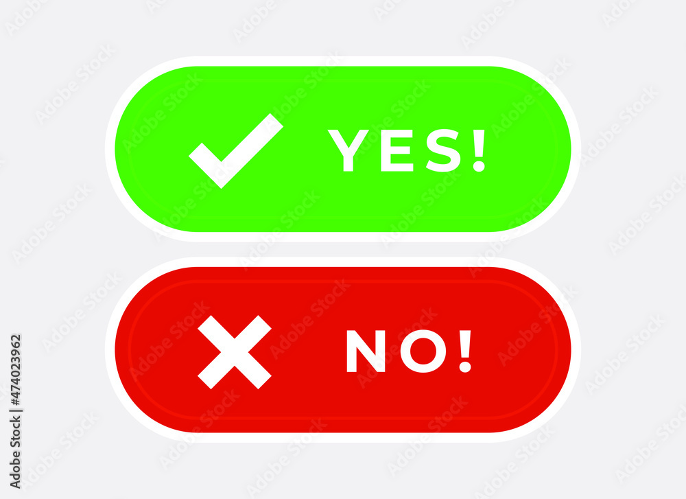 Yes and No Sign. Check Mark and Cross Symbol Vector Yes and No Sign. Check Mark and Cross Symbol Vector