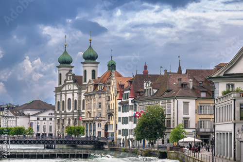 Embankment of Reuss river, Lucerne, Switzerland